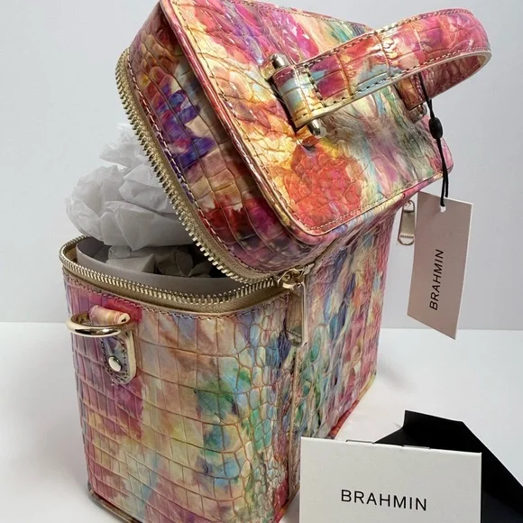 Brahmin Multi Colored.                  Croc-Embossed Leather Crossbody Bag - Picture 6 of 11